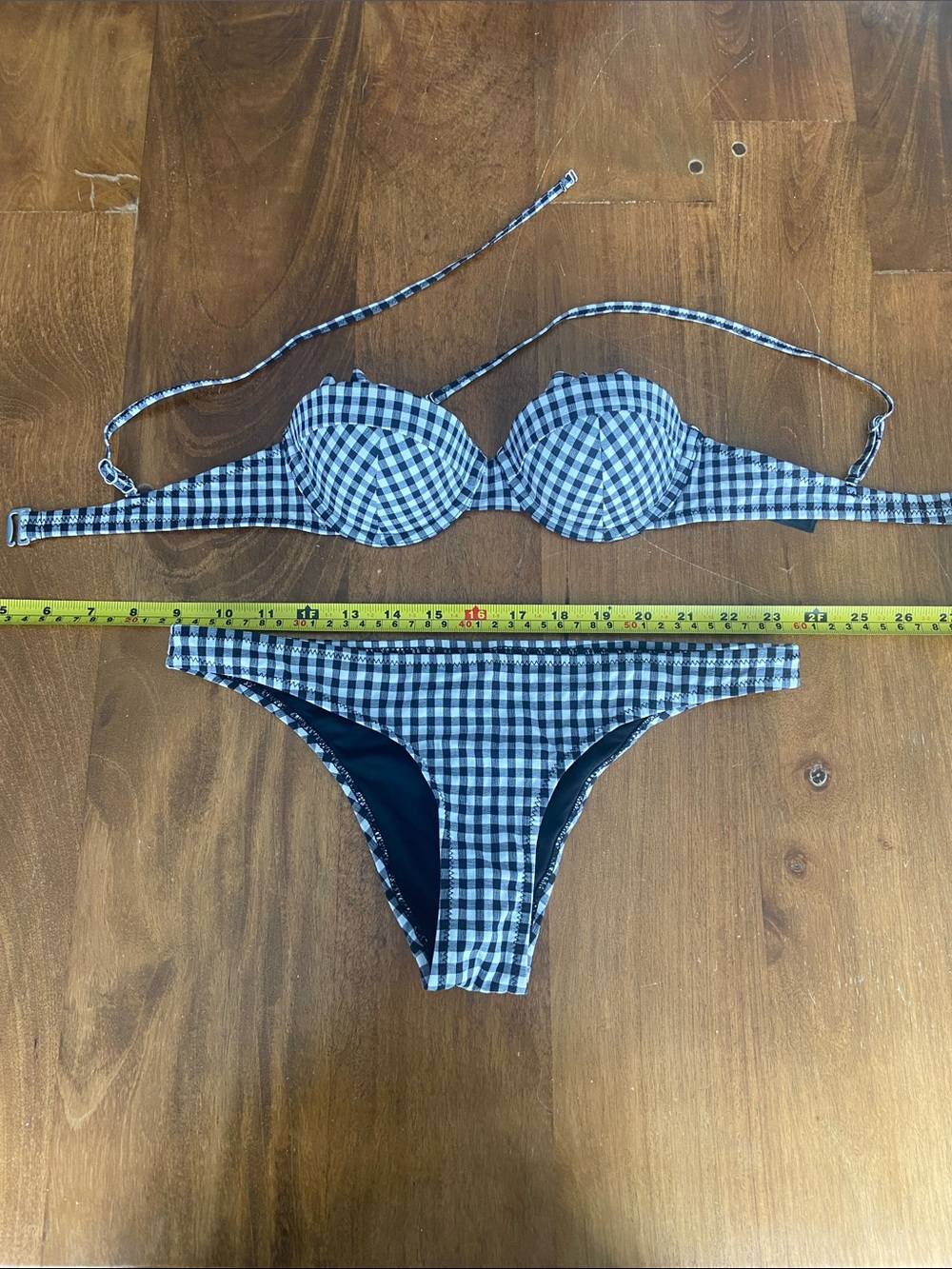 Topshop Black & White Gingham Underwire Bikini Set - Women Swim